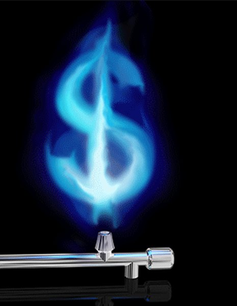 Blue natural gas flame