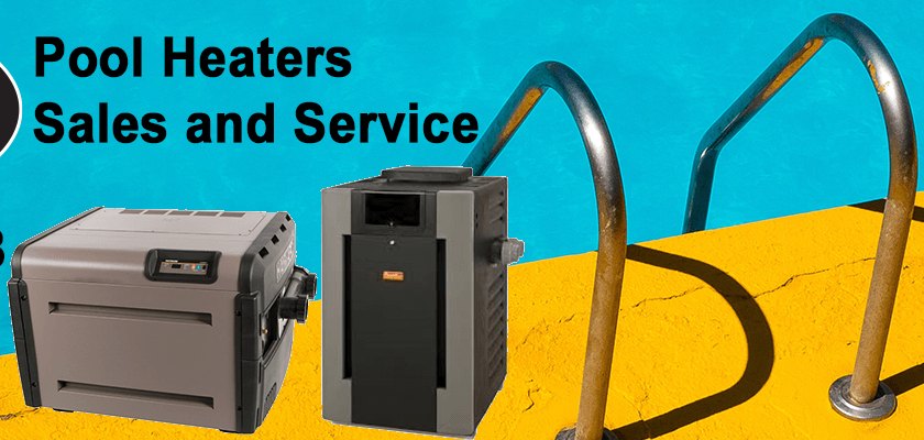 Hayward and Raypak pool heaters beside a pool